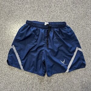 U.S. Air Force PT Running Shorts Mens L Navy Blue Reflective Lined Trunks 6"